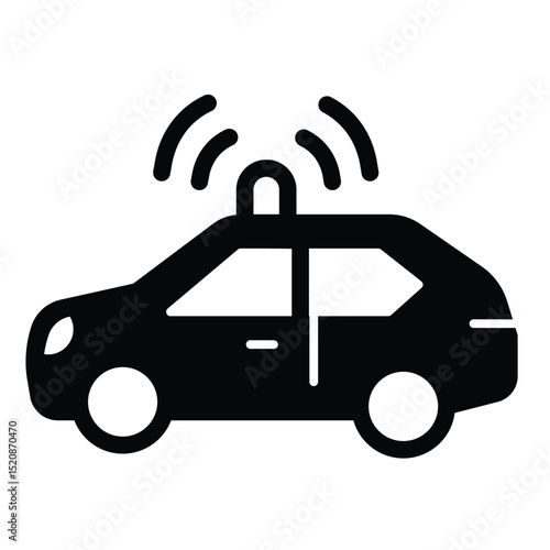 Police car solid icon, law enforcement concept. Vector graphics. Policeman patrol vehicle transport sign on white background, style mobile or design.