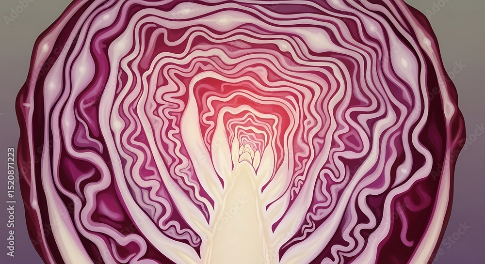 Obraz premium Red Cabbage Cross Section Illustration