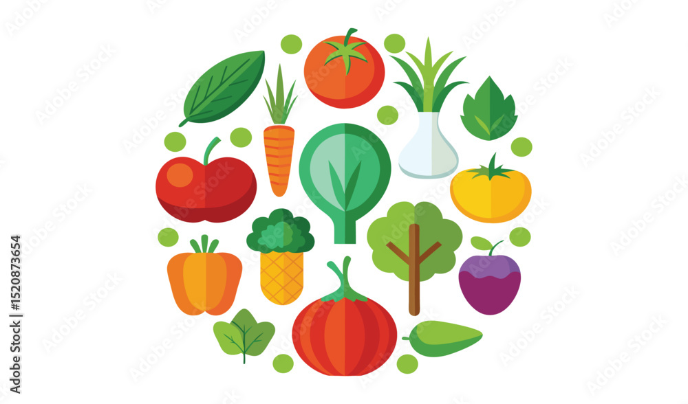 Obraz premium Colorful flat lay of fresh vegetables and fruits