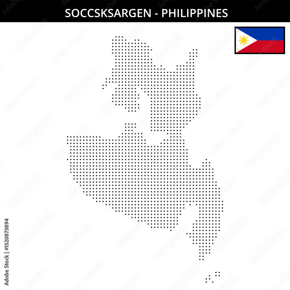 Fototapeta premium Small dots map of soccsksargen in Philippines