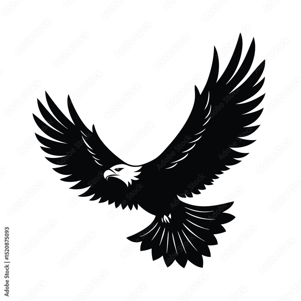 Obraz premium Eagle Soaring Vector Silhouette