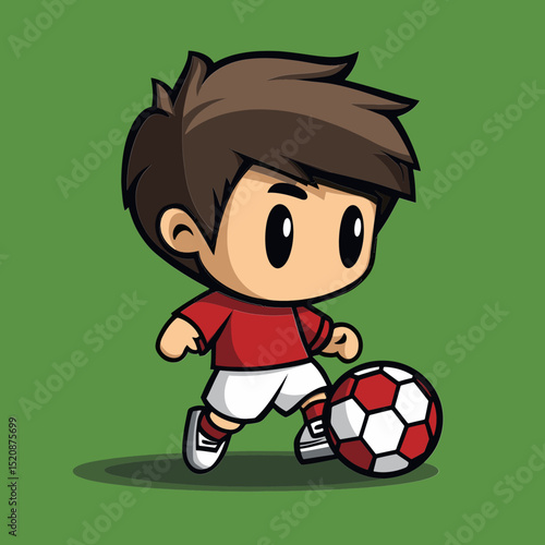 Soccer Kid: A spirited young soccer player dribbles a soccer ball, a dynamic representation of energy and enthusiasm.