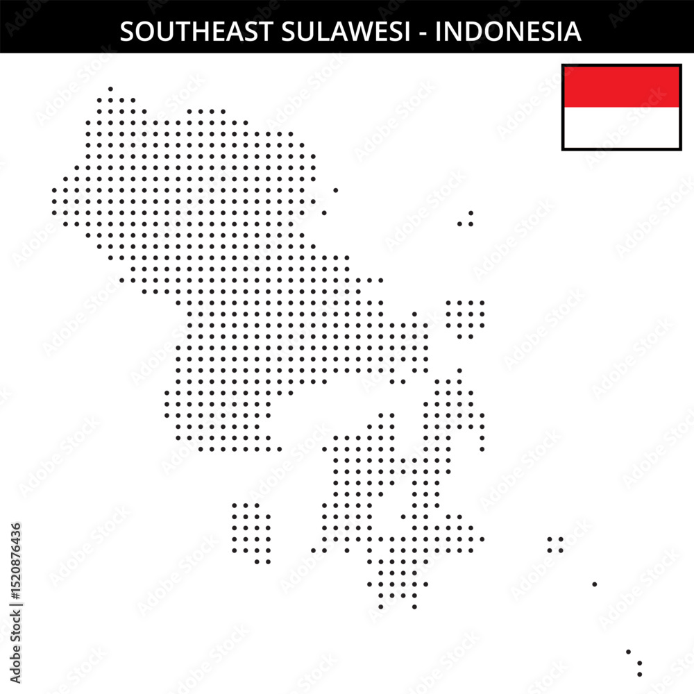 Obraz premium Small dots map of southeast-sulawesi in Indonesia