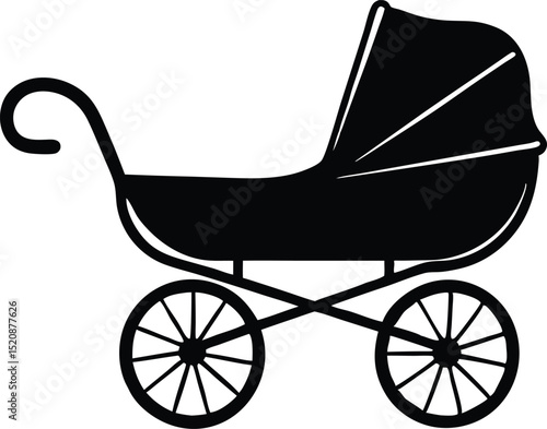  baby carriage silhouette vector