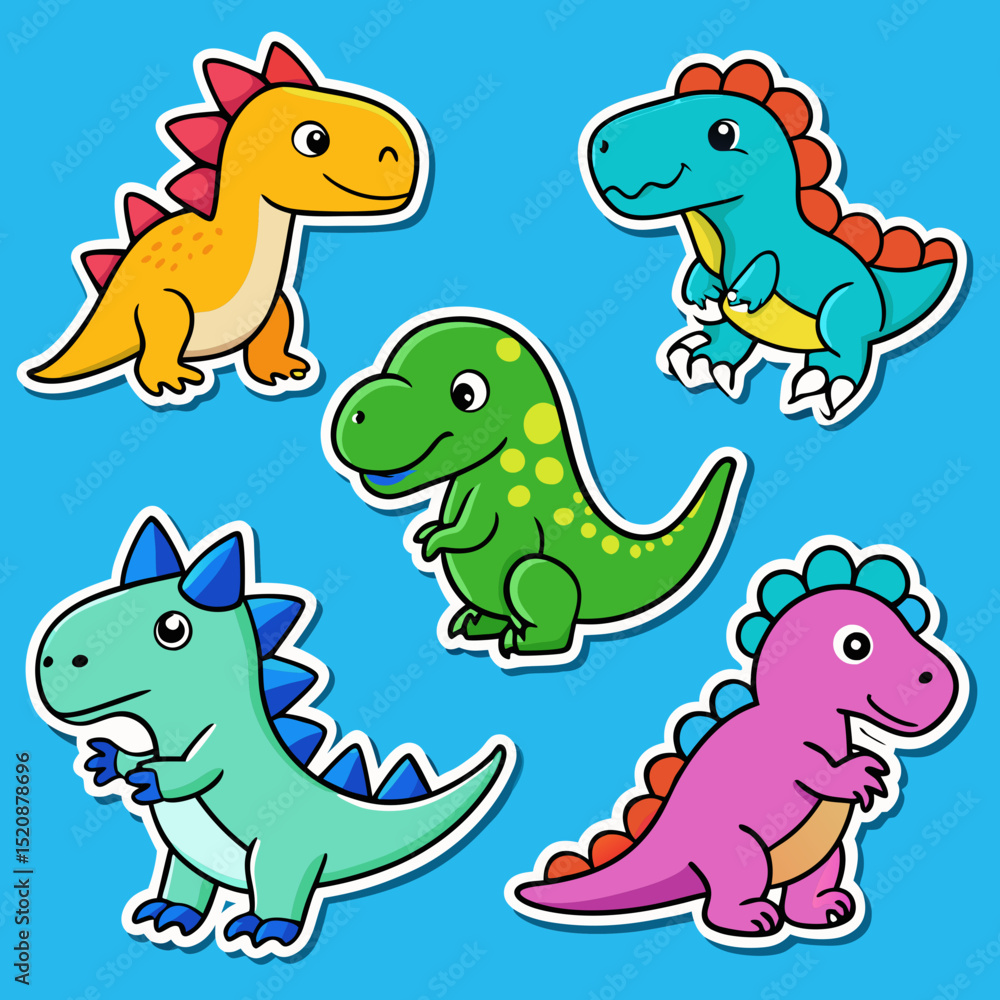 Fototapeta premium stickers dinosaur theme cute activities for kids printable school supplies back to school sticker set