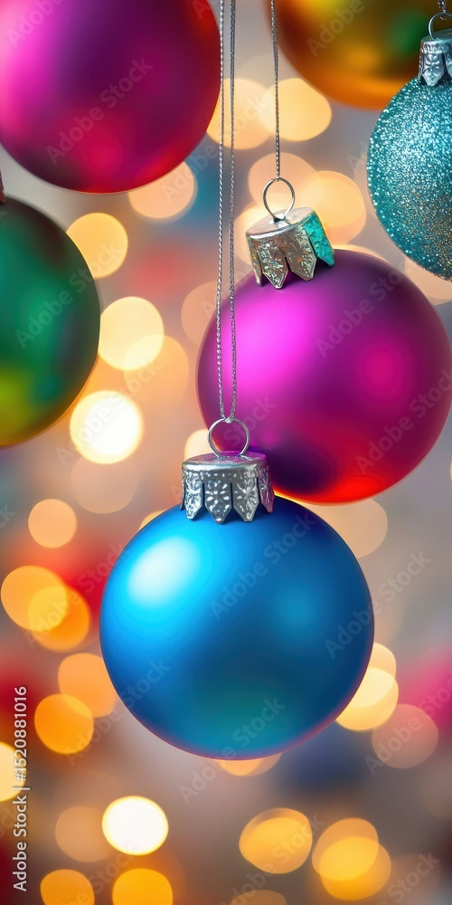 Fototapeta premium Festive Christmas Balloons: Colorful Decorations for a Joyful Celebration Background