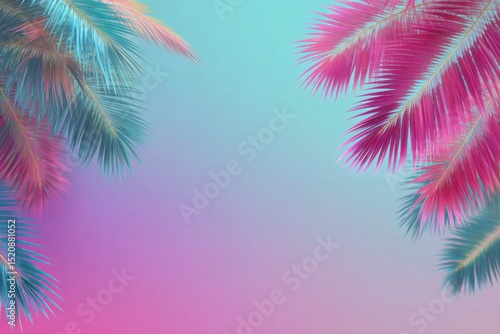 Wallpaper Mural Palm Leaf Silhouette in Blue and Pink Tones on Gradient Background Torontodigital.ca