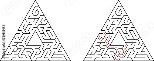 Triangular maze illustration demonstrating pathfinding and problem solving for educational concepts