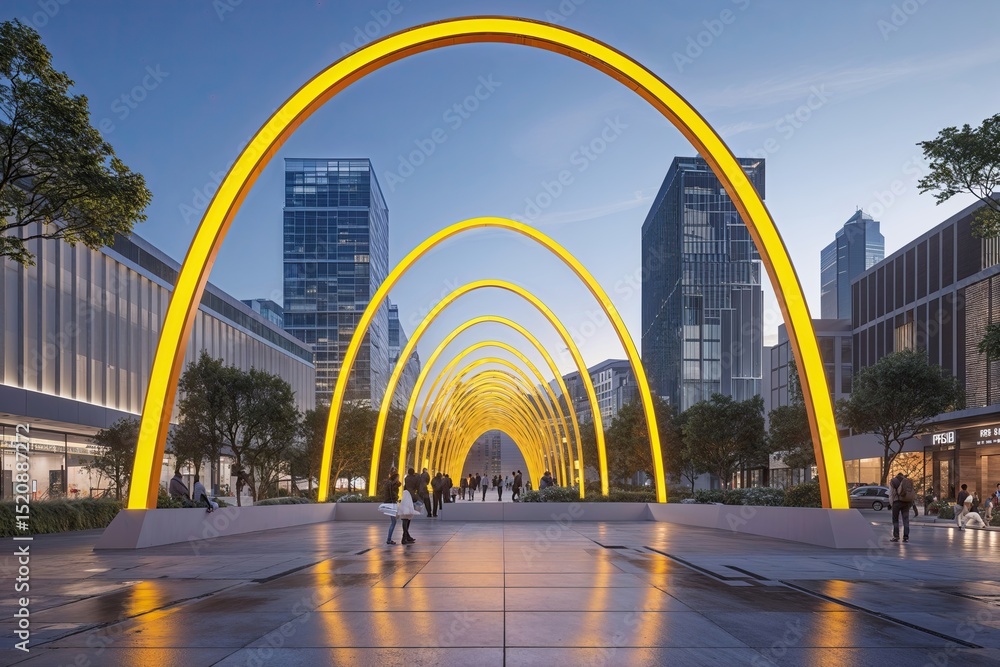 Fototapeta premium Innovative Urban Architecture Featuring a Distinctive Bright Arch Design