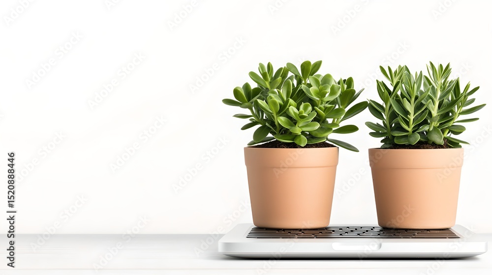 Fototapeta premium Nurturing greenery potted succulents indoor space still life photography minimalist decor close-up view home aesthetics
