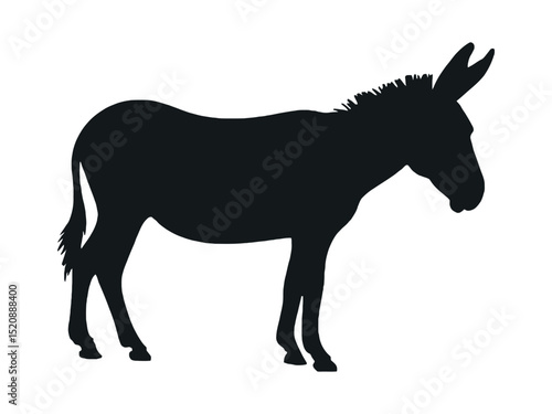 Strong Donkey Silhouette: Farm Animal Vector for Agriculture, Rural, and Character Designs

