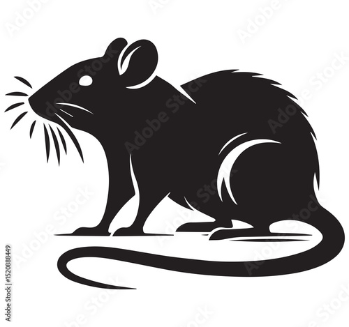 Simple Black Rat Silhouette Graphic Icon Design Rodent Pest Vermin Animal Profile View Illustration Vector Image