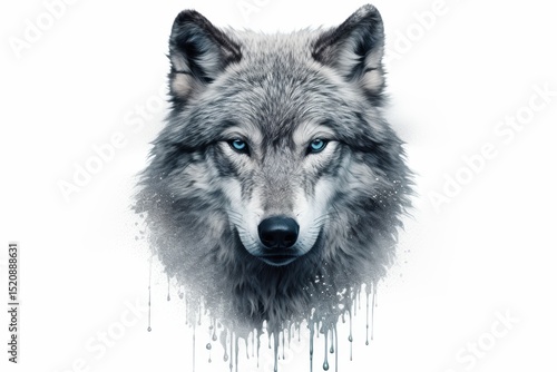 Wallpaper Mural Majestic wolf head portrait with striking blue eyes and artistic effects Torontodigital.ca