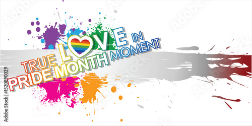 Celebrate True Love in Pride Month Moment with this vibrant vector template background, featuring a colorful LGBT rainbow design and joyful figures. Perfect for Pride Month campaigns for vector.