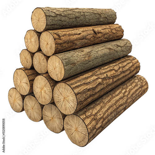 Stack of Raw Timber Logs