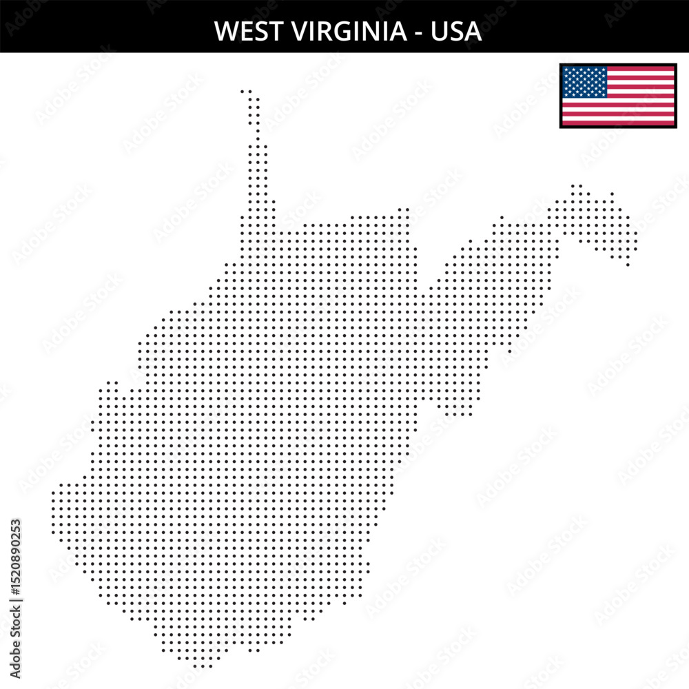 Obraz premium Small dots map of west-virginia in the USA