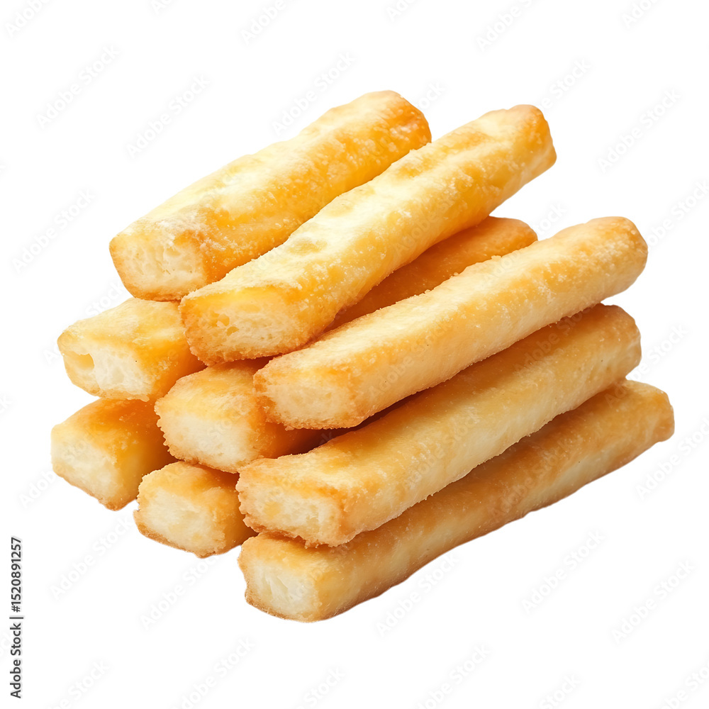 Stack of golden breadsticks isolated on transparent background Stack of golden breadsticks isolated on transparent background