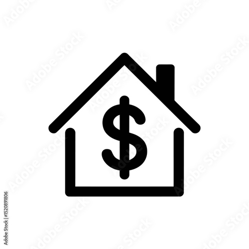 Minimalist Black Outline House Icon Real Estate, Finance, and Home Ownership