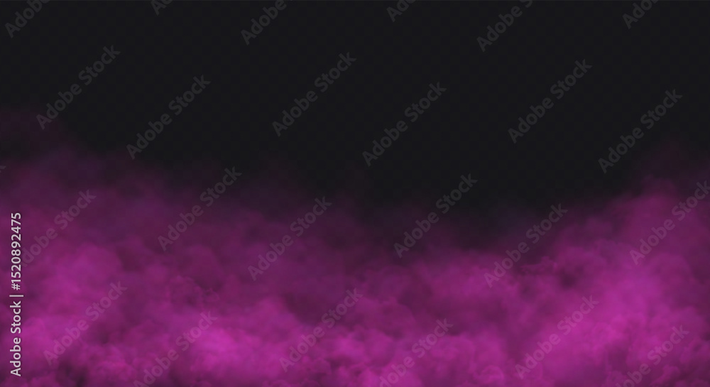 Pink Fog effect on transparent dark background. Vector Smoke cloud. Pink Fog effect on transparent dark background. Vector Smoke cloud.