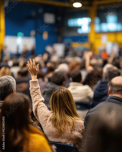 Audience Member Raises Hand at Presentation