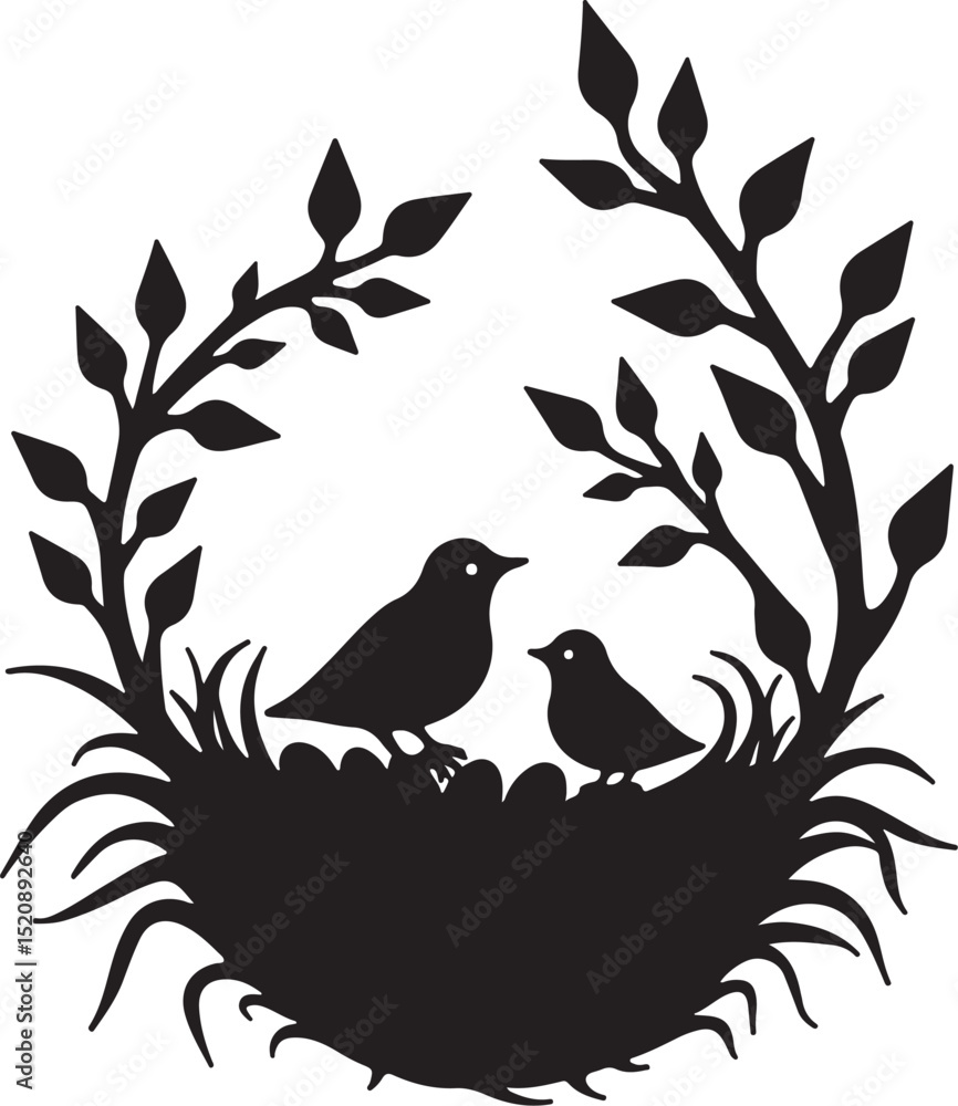 Bird Nest & Eggs Silhouette Bundle Bird Nest & Eggs Silhouette Bundle