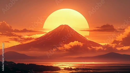 Mt. Fuji Silhouette with Sunrise Glow/富士山のシルエットと日の出の輝き4