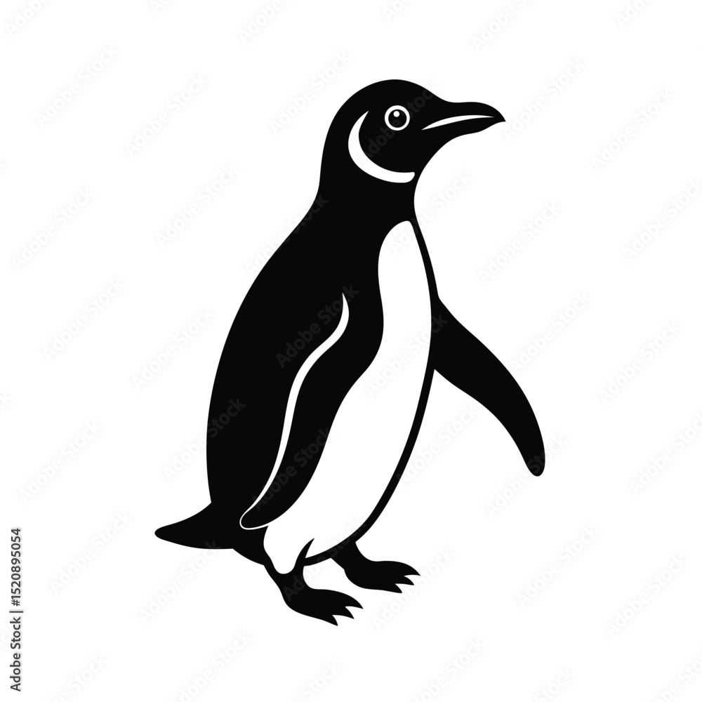 Obraz premium Penguin Waddling Vector Silhouette