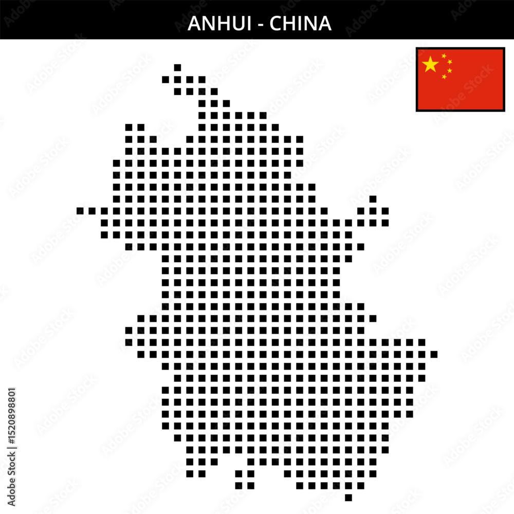 Obraz premium Big square dotted map of Anhui in China