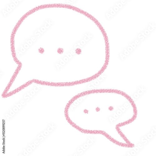 シンプルな吹き出しのかわいいチャット アイコンイラスト　素材　ピンク　手描き　クレヨン風