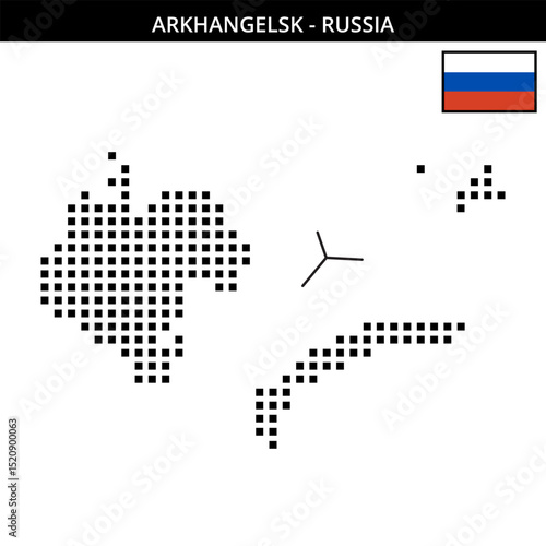 Big square dotted map of arkhangelsk in Russia