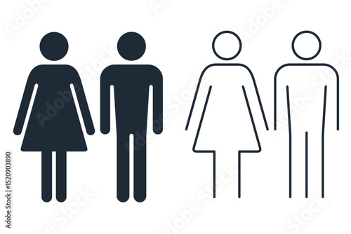 Male and female symbol.A simple image set of a man and woman . Vector linear icons isolated on white background.
