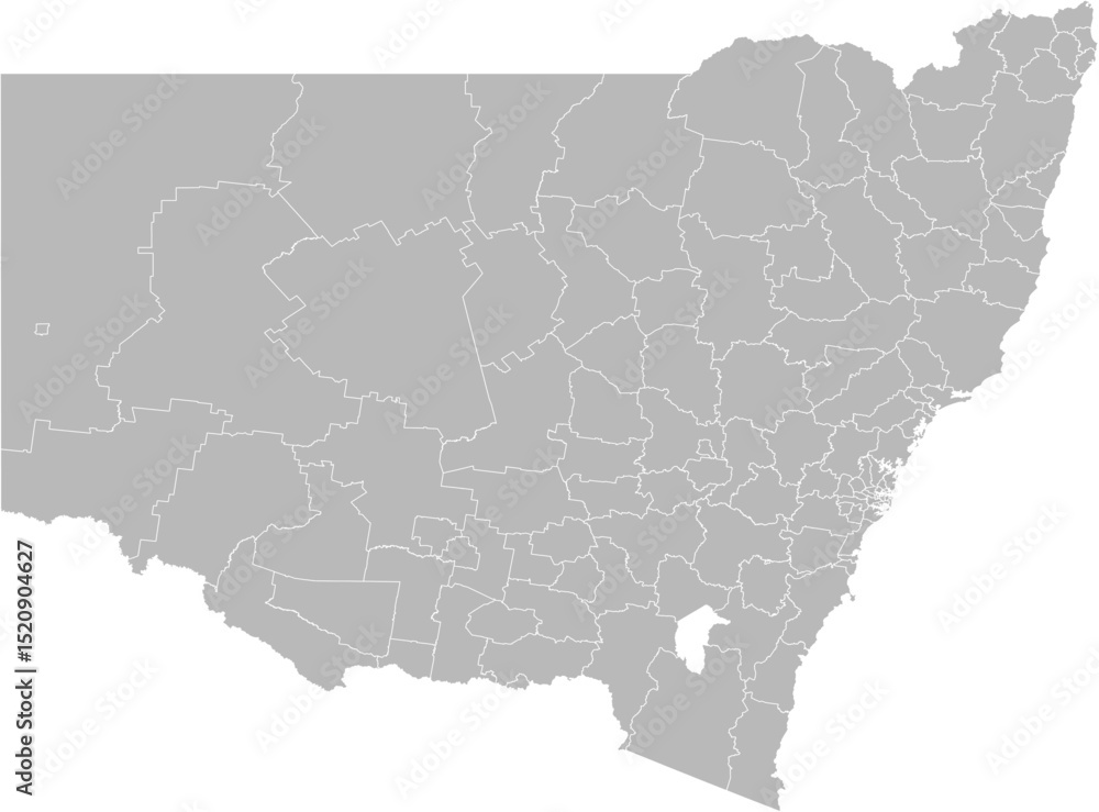 Fototapeta premium New South Wales, Australia – administrative vector map with local government area boundaries (GDA2020, PPT-compatible & fully editable)
