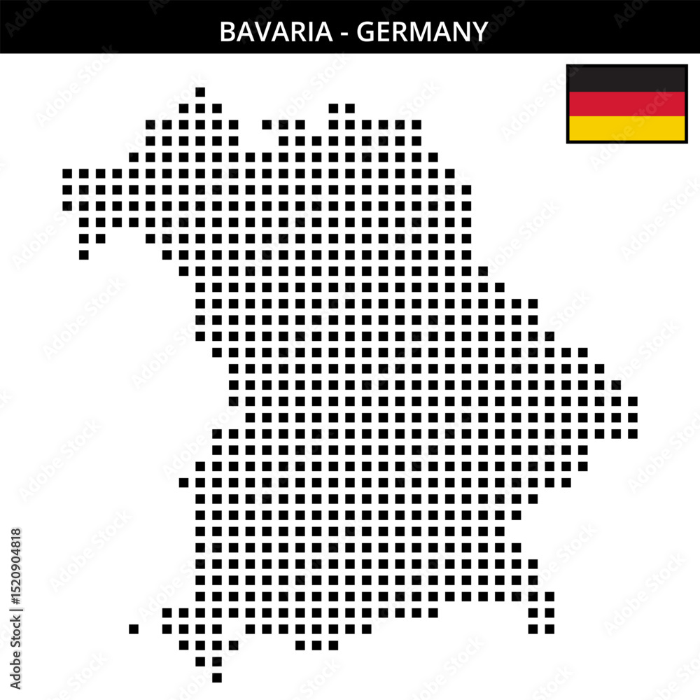 Obraz premium Big square dotted map of bavaria in Germany