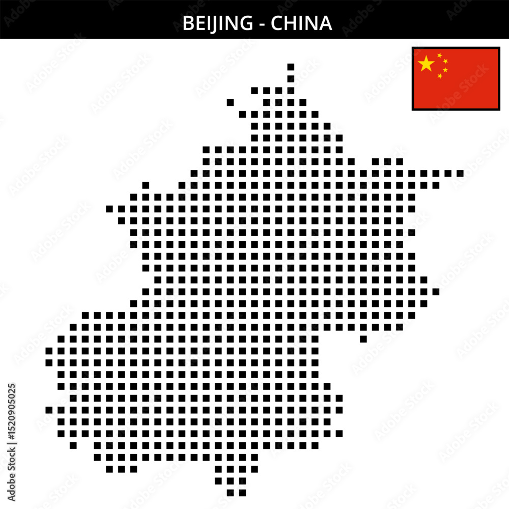 Obraz premium Big square dotted map of Beijing in China