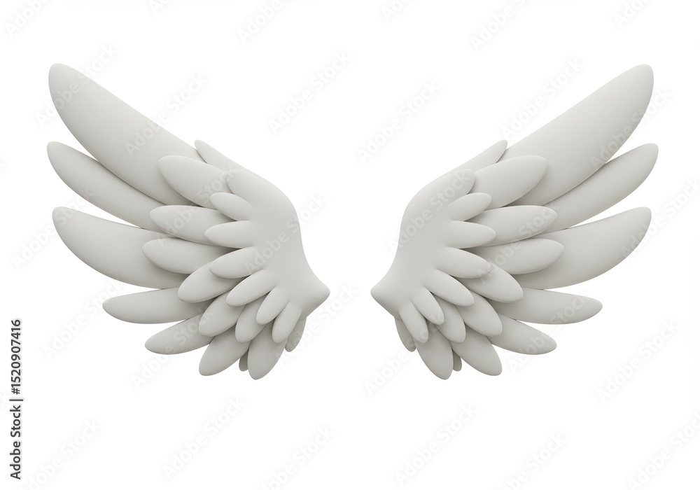Fototapeta premium White angel wings isolated on white background, Illustrations