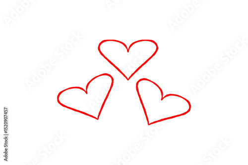 Red paper heart shape isolated on transparent background. Valentine's Day. Red heart with shadow. Love. Illustration.
