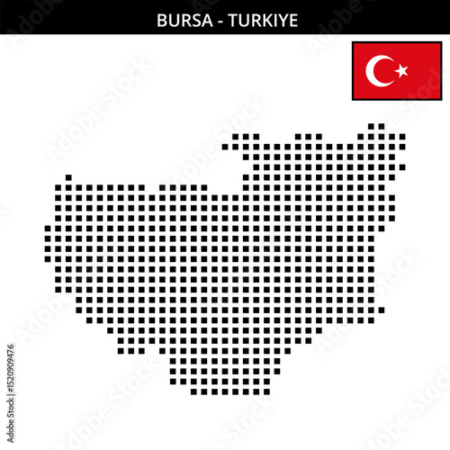 Big square dotted map of bursa in Turkiye