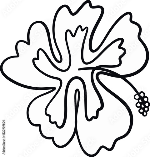 Simple Line Art Hibiscus Flower Vector 