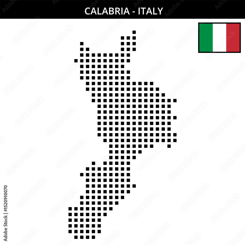 Fototapeta premium Big square dotted map of calabria in Italy