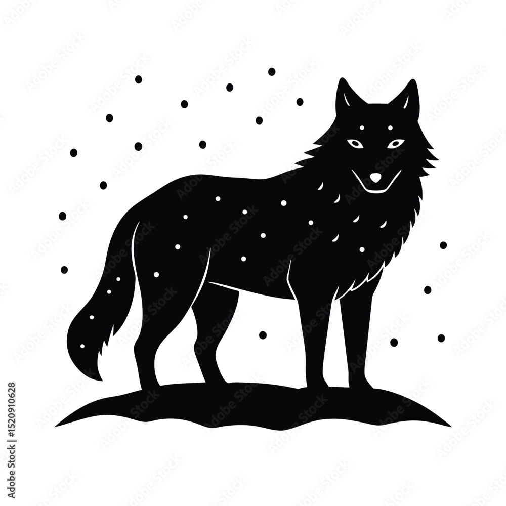 Obraz premium Wolf In Snow Vector Silhouette