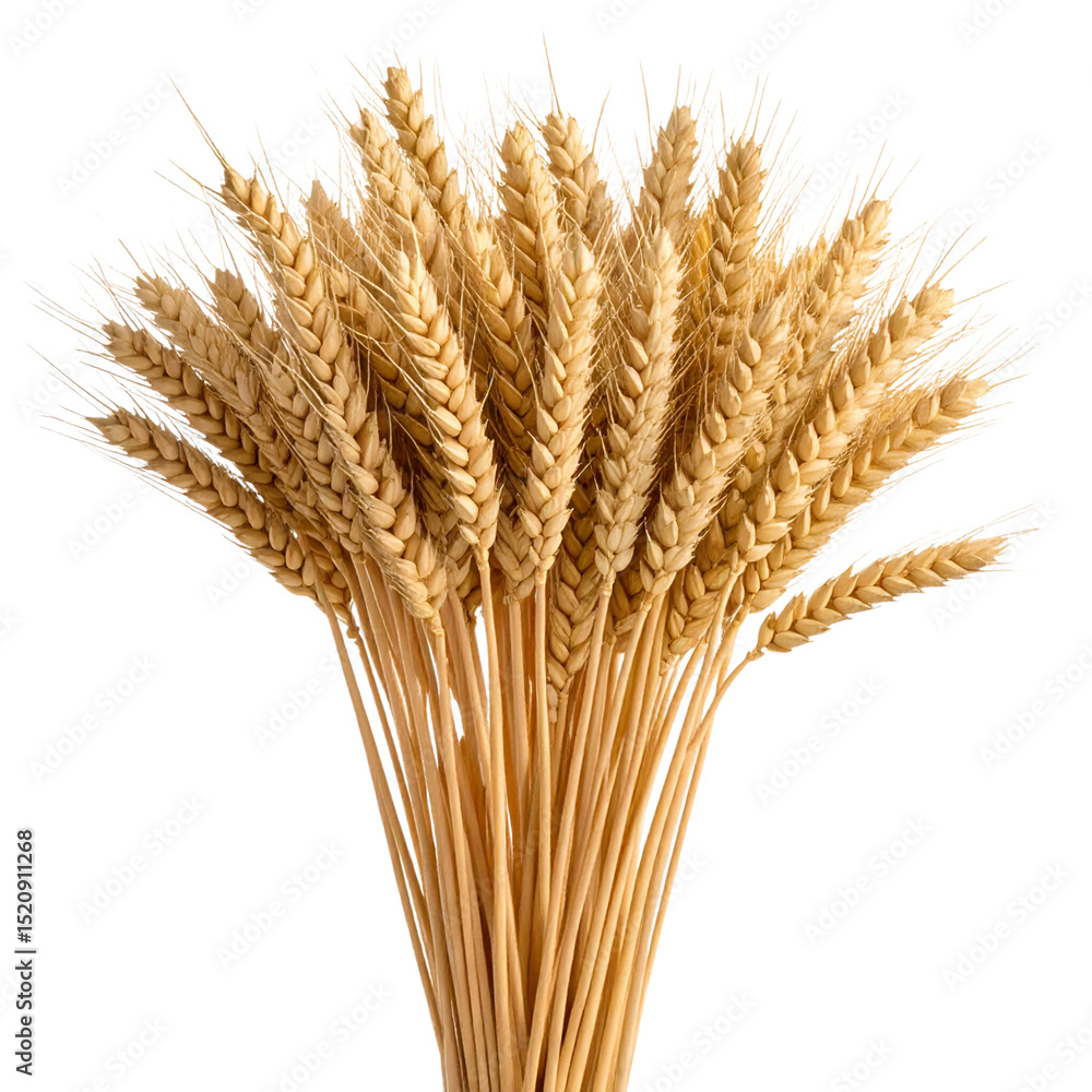 Fototapeta premium Vertical Ripe Wheat Bundle Standing Upright with Soft Backlight, Transparent PNG