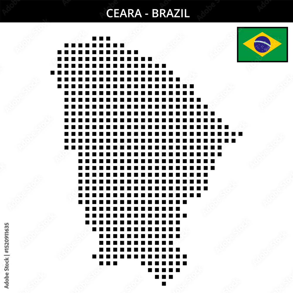 Fototapeta premium Big square dotted map of ceara in Brazil