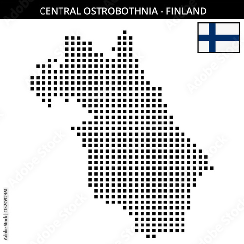 Big square dotted map of central-ostrobothnia in Finland