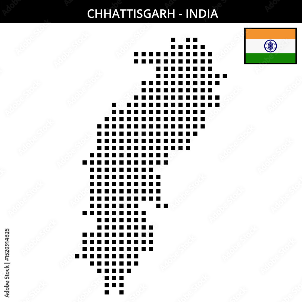 Obraz premium Big square dotted map of chhattisgarh in India