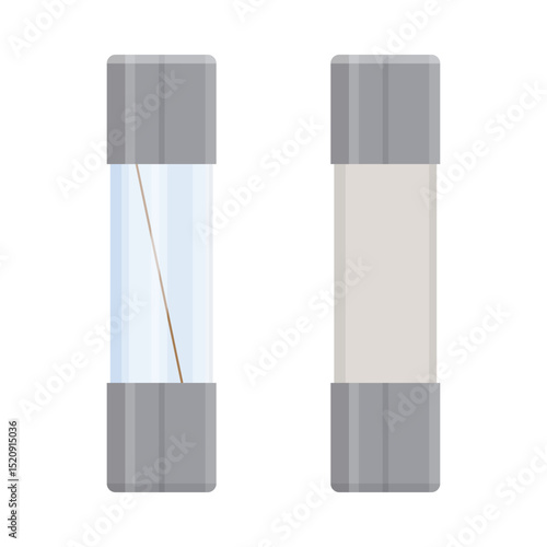 Glass and ceramic 5x20mm mini fuse set. Vector illustration isolated on white