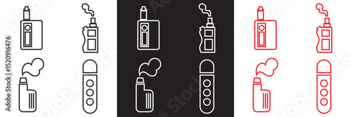 Vaping icon. Vector for websites, mobile interfaces, presentations, banner, visual branding etc. Vector illustration. isolated on white and black background. EPS 10