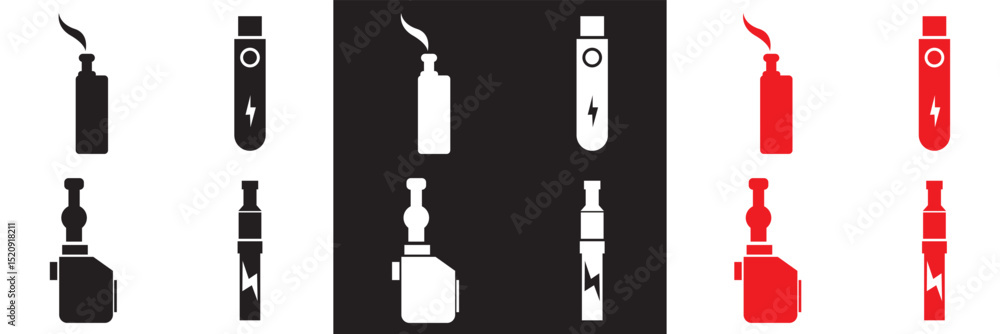 Obraz premium Vaping icon. Vector for websites, mobile interfaces, presentations, banner, visual branding etc. Vector illustration. isolated on white and black background. EPS 10