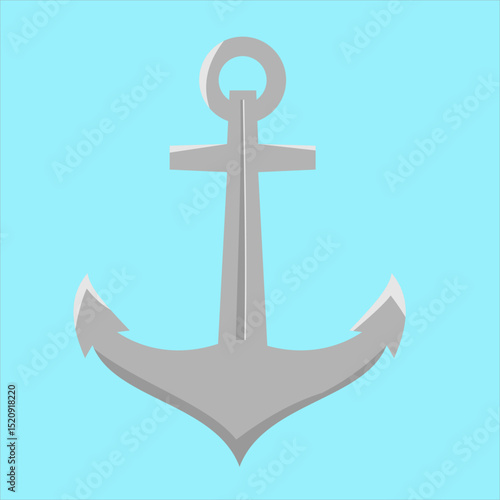 Sailor's iron anchor with classic form,
heavy and strong in appearance,
flat art design style.