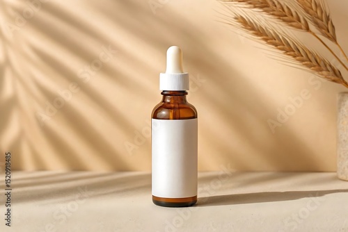 Minimal dropper bottle mockup with blank label