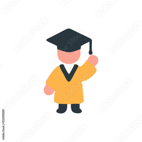 Graduation, university success icon, cap and gown vector, diploma certificate, academic celebration for school finish, student event, education design, scholar milestone graphics